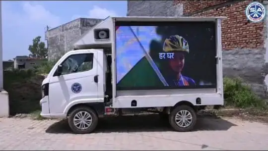 DS LED van with an outdoor screen
